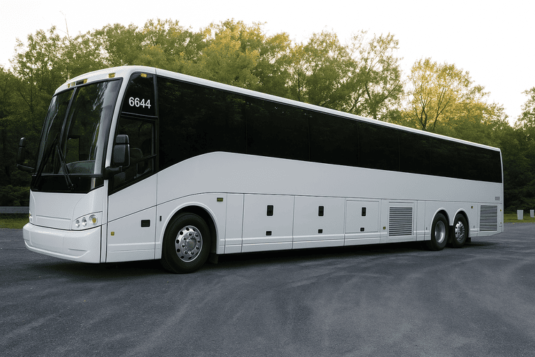 exterior of Charter Bus Rental Highland coach bus